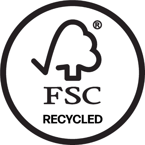 FSC Recycled logo indicating eco-friendly paper and card products from Starlite Paper & Cards.