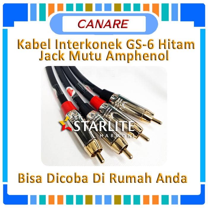 Kabel RCA Kabel Interkonek Canare GS-6 ORI Jepang Jack Mutu Amphenol 1.5 m - Hitam