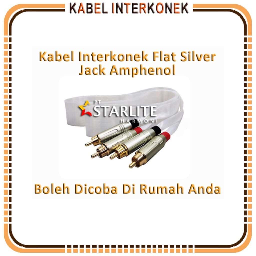 Kabel Interkonek / Kabel RCA - Flat Tipis Silver Jack Amphenol 1.5 Meter
