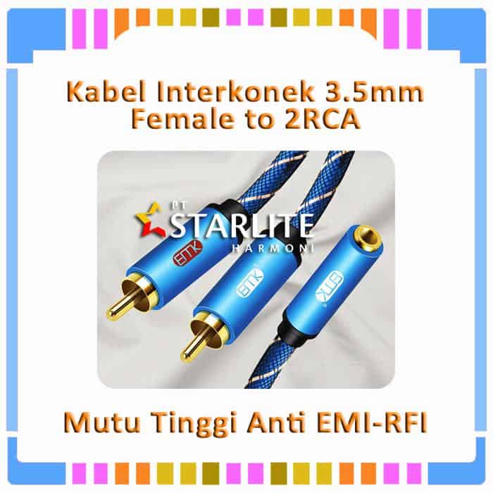 Kabel RCA / Kabel Interkonek 3.5mm Female to 2RCA Male Stereo Cable