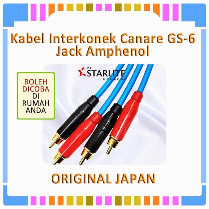 Kabel Interkonek RCA Canare GS-6 ORI Japan + Amphenol Merah Hitam 1.5M