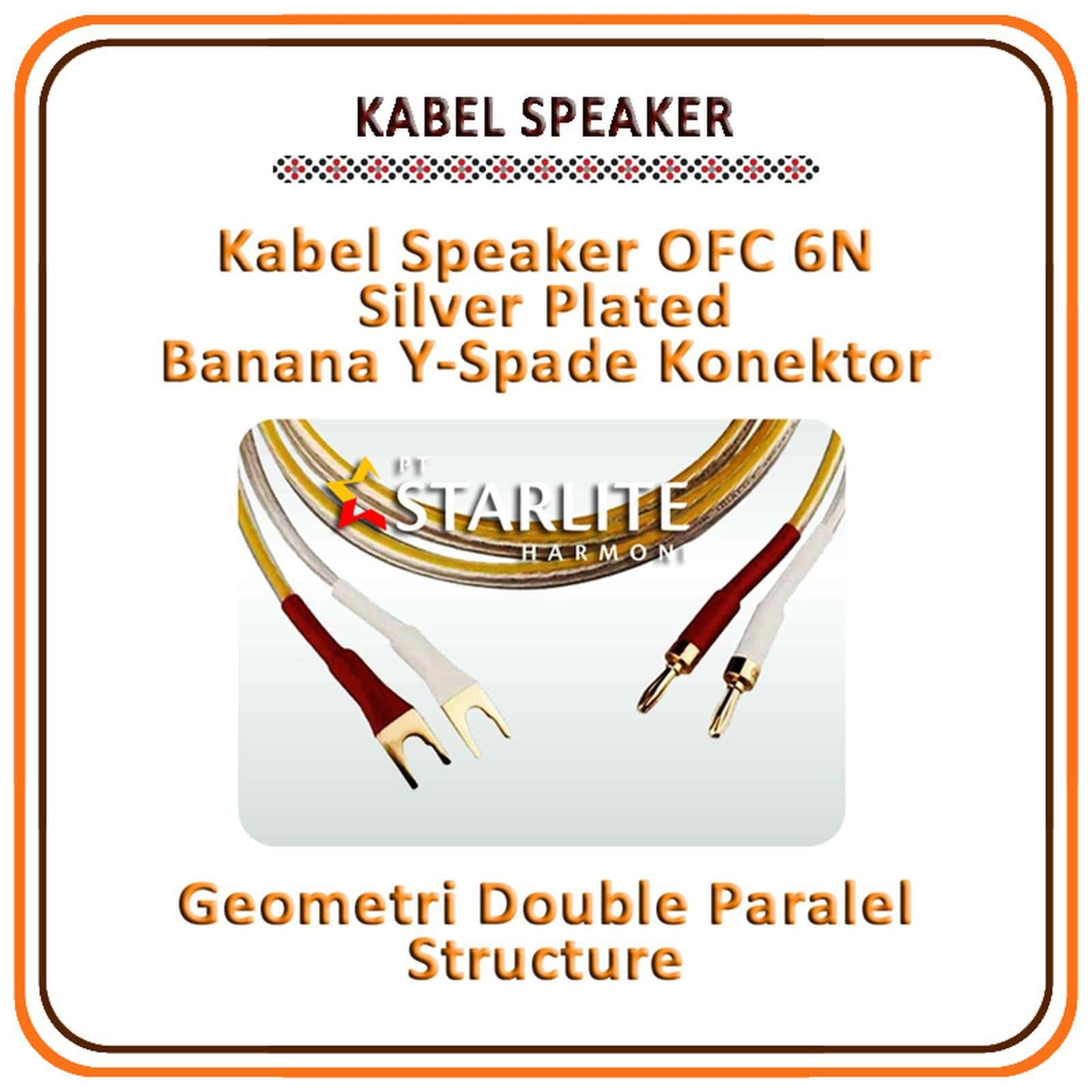 Kabel Speaker OFC 6N Silver Plated Banana Y-Spade Konektor