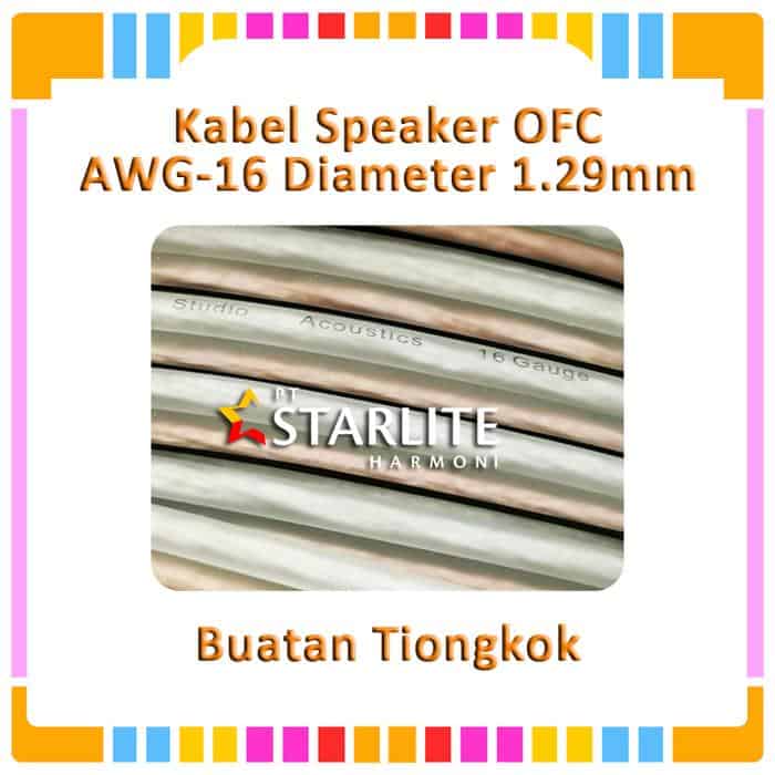Kabel Speaker - OFC 16 AWG - diameter 1.29 mm - harga per meter