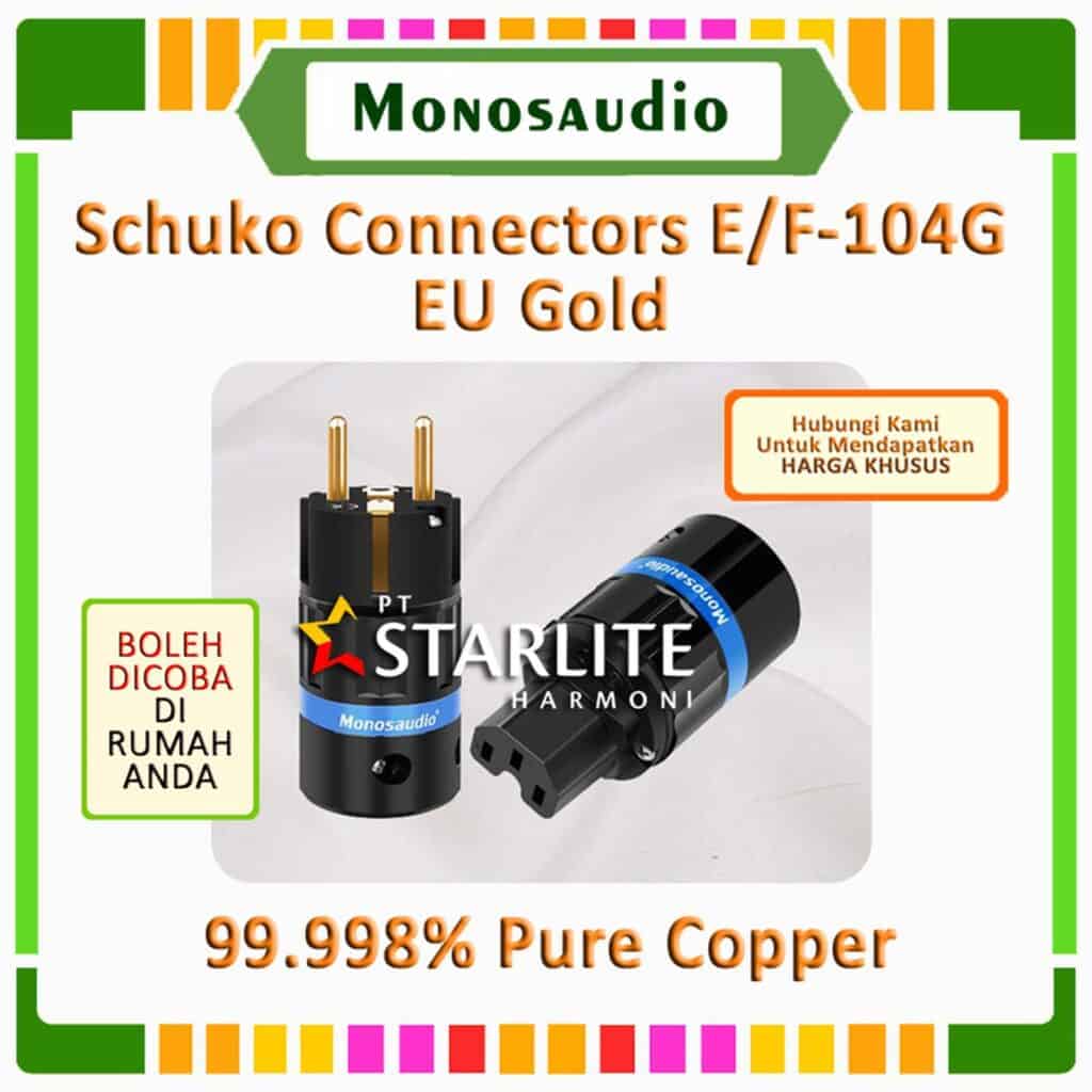 Schuko plug connectors connectors model E/F 104G EU Gold merk Monosaudio