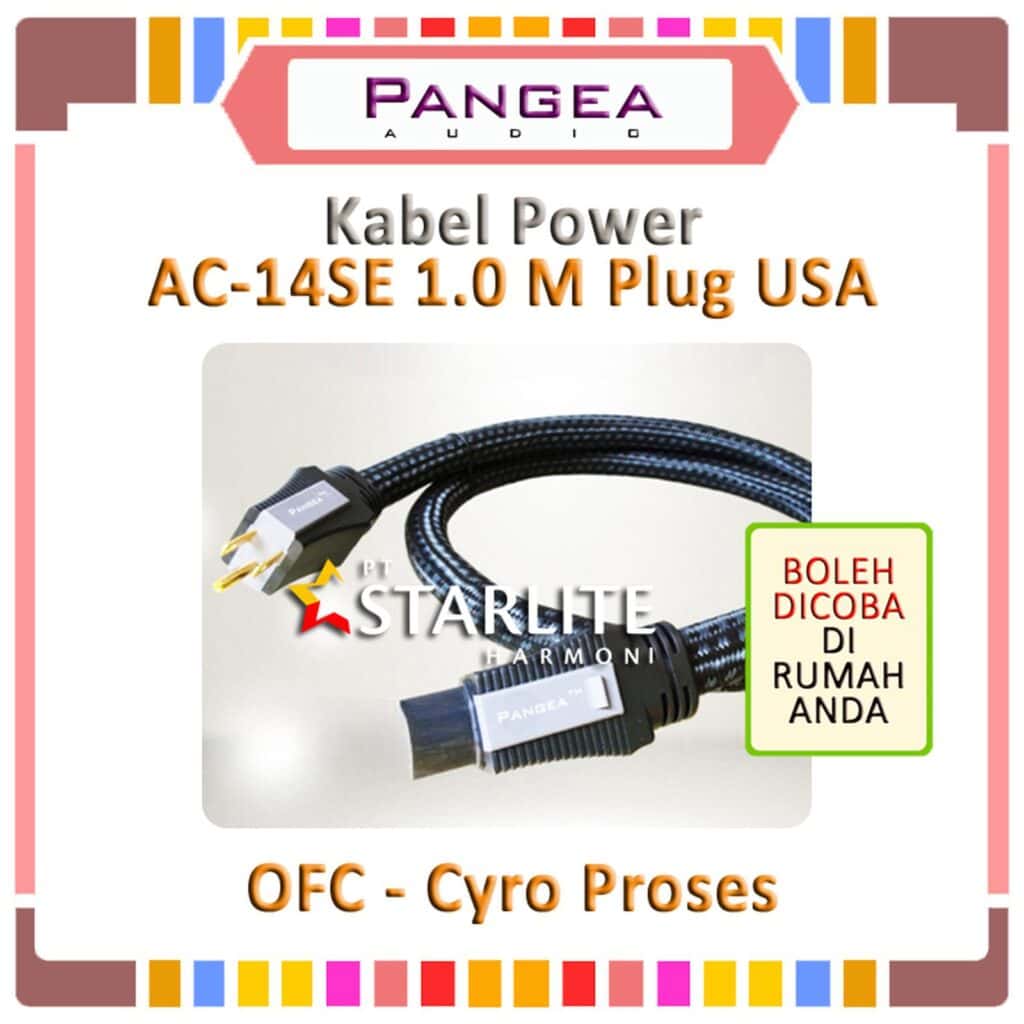 Power Cable PANGEA AC-14se Kabel Power Audio 1,0 Meter Plug USA 3 Kaki