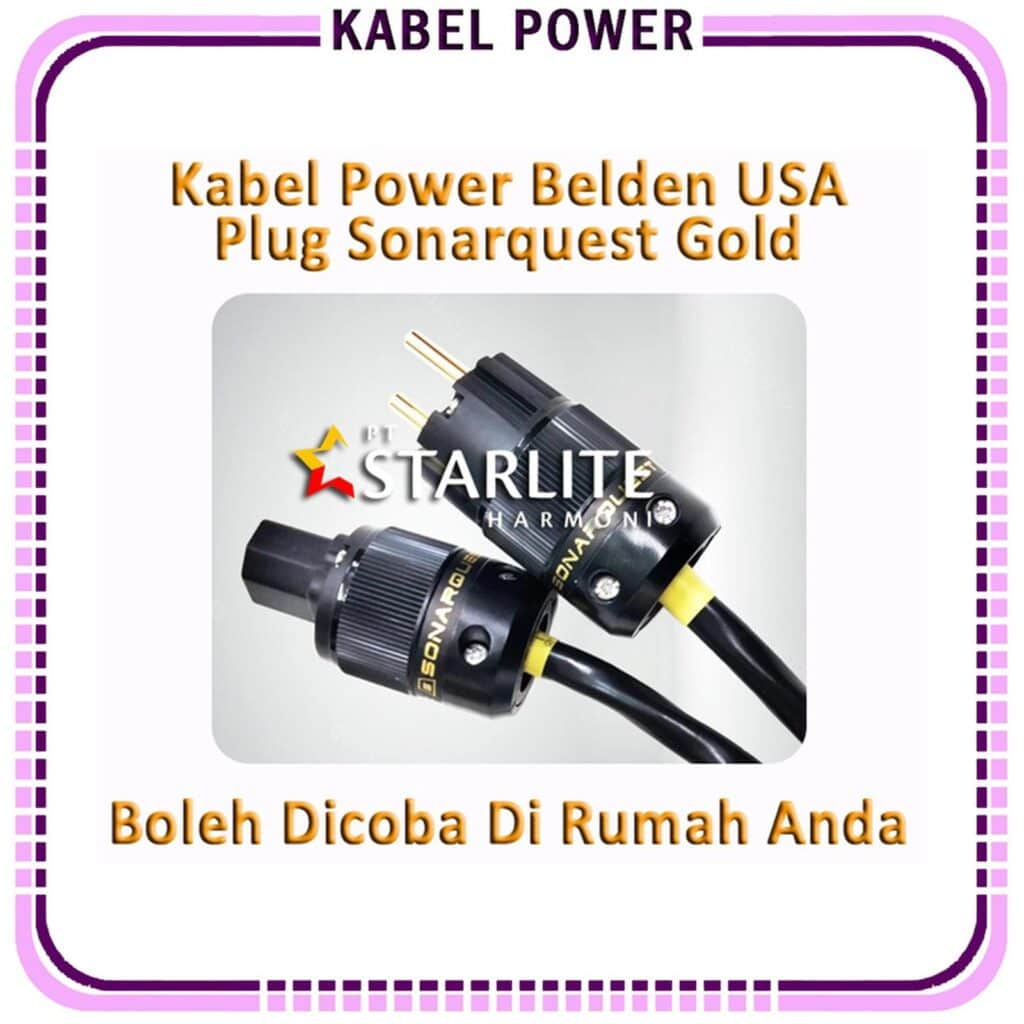 Kabel Listrik Audio Belden 1.5M+Audio Power Plug Schuko SonarquestGold