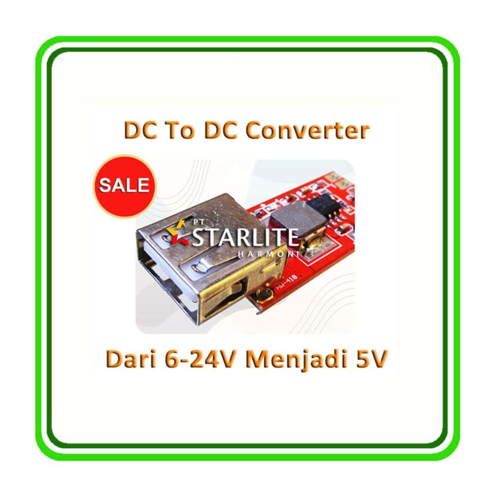 Menurunkan tegangan DC dari 6 -24 Volt menjadi 5 Volt, 1.5 Amp max. Umum digunakan pada peralatan tambahan Audio Mobil yang memerlukan tegangan 5 Volt Ataupun keperluan lain seperti Arduino dll. Terminal output USB.