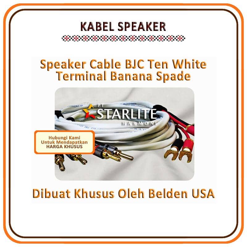 Speaker Cable - BJC Ten White 6 Ft - Terminal Banana Spade