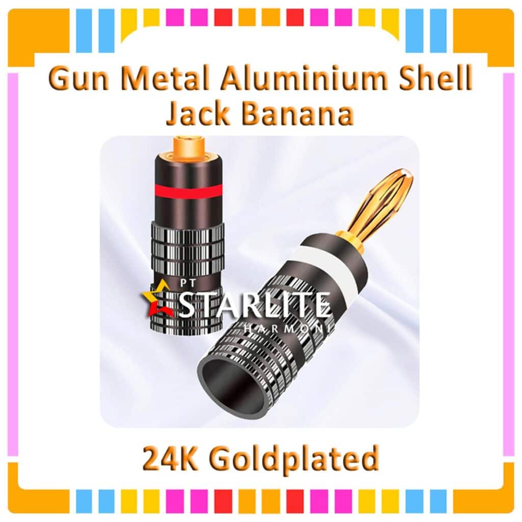 Gun Metal Aluminium Shell HIFI 24K Gold Plated Jack Banana solderless