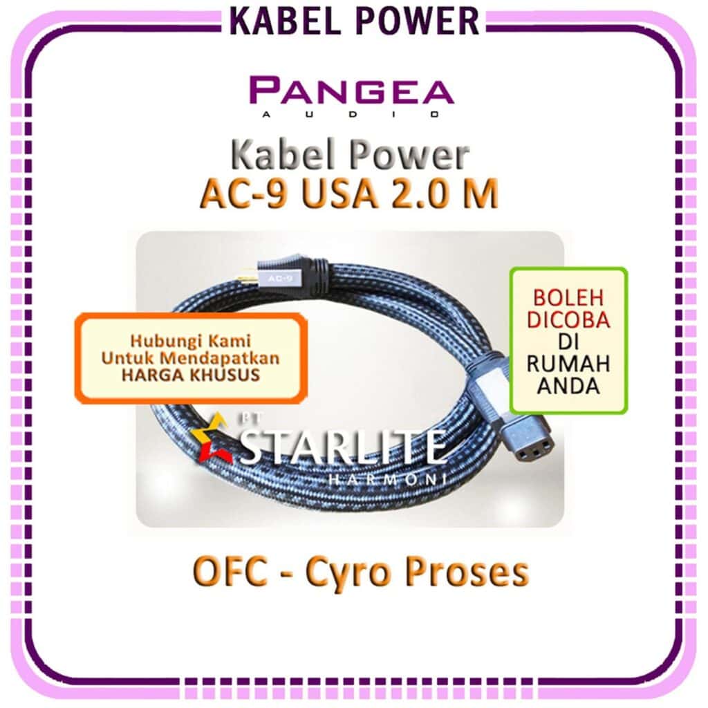 Audio Power Plug Pangea AC-9 2,0 m USA 3 Kaki
