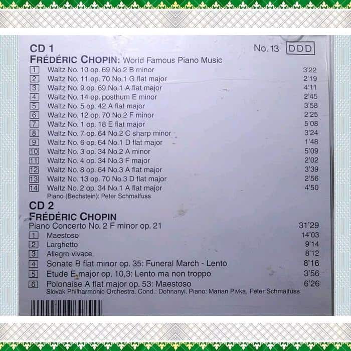 CD Musik Ex Koleksi Pribadi - Frederic Chopin - 2 CD