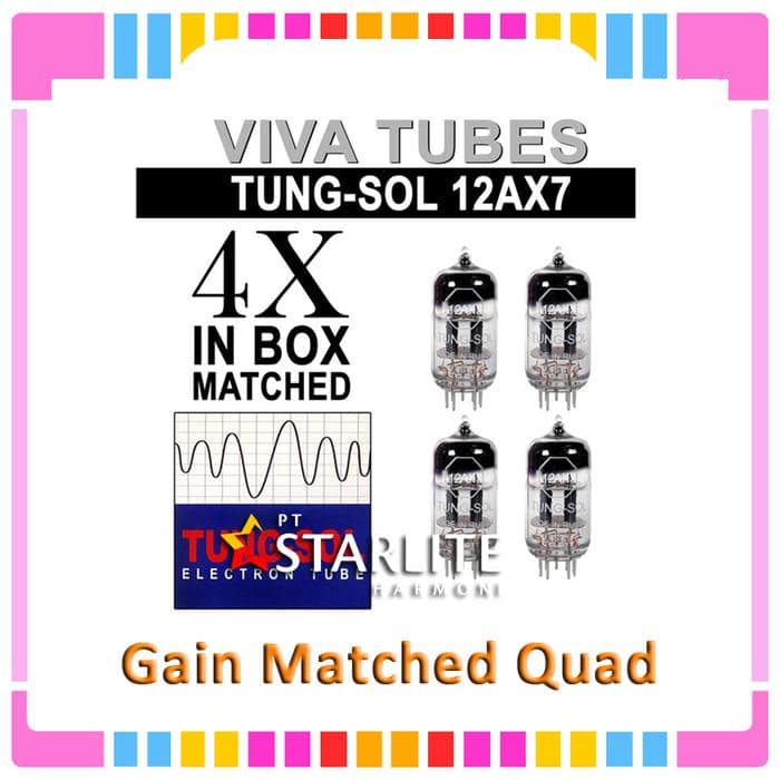 TABUNG Tung-Sol Reissue 12AX7 QUAD Gain Matched Quad (4) Tung-Sol Reissue 12AX7