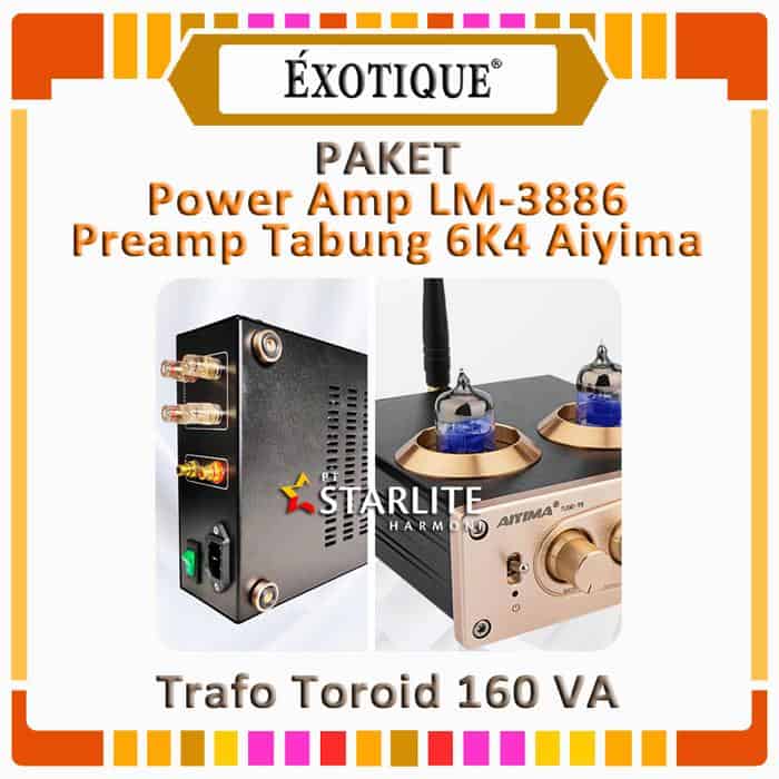 Paket Power Amp Exotique LM3886 + Preamp Tabung 6K4 Aiyima A3 Nobsound