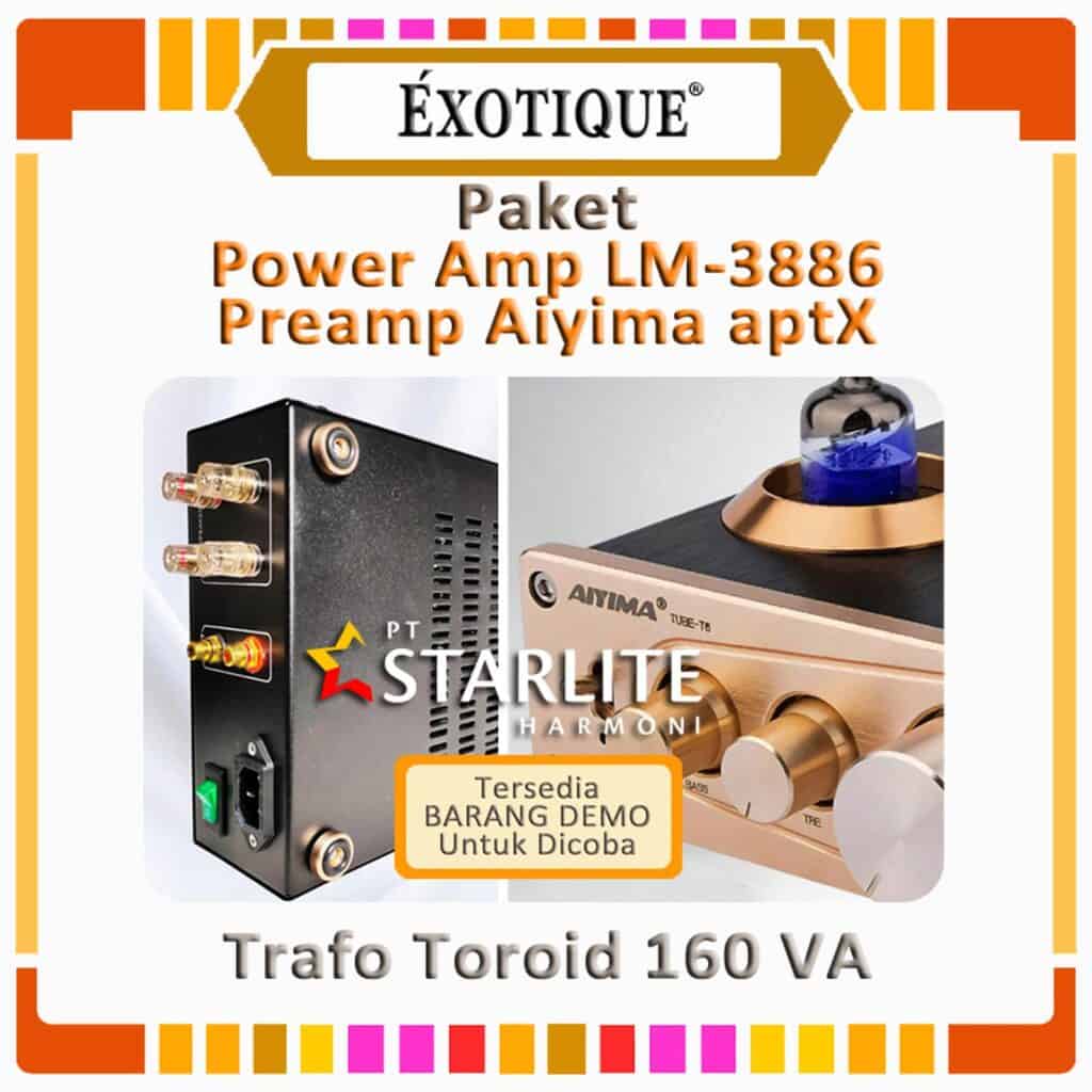 Paket Power Amp Exotique LM3886+Preamp Tabung Aiyima A3 aptX Bluetooth