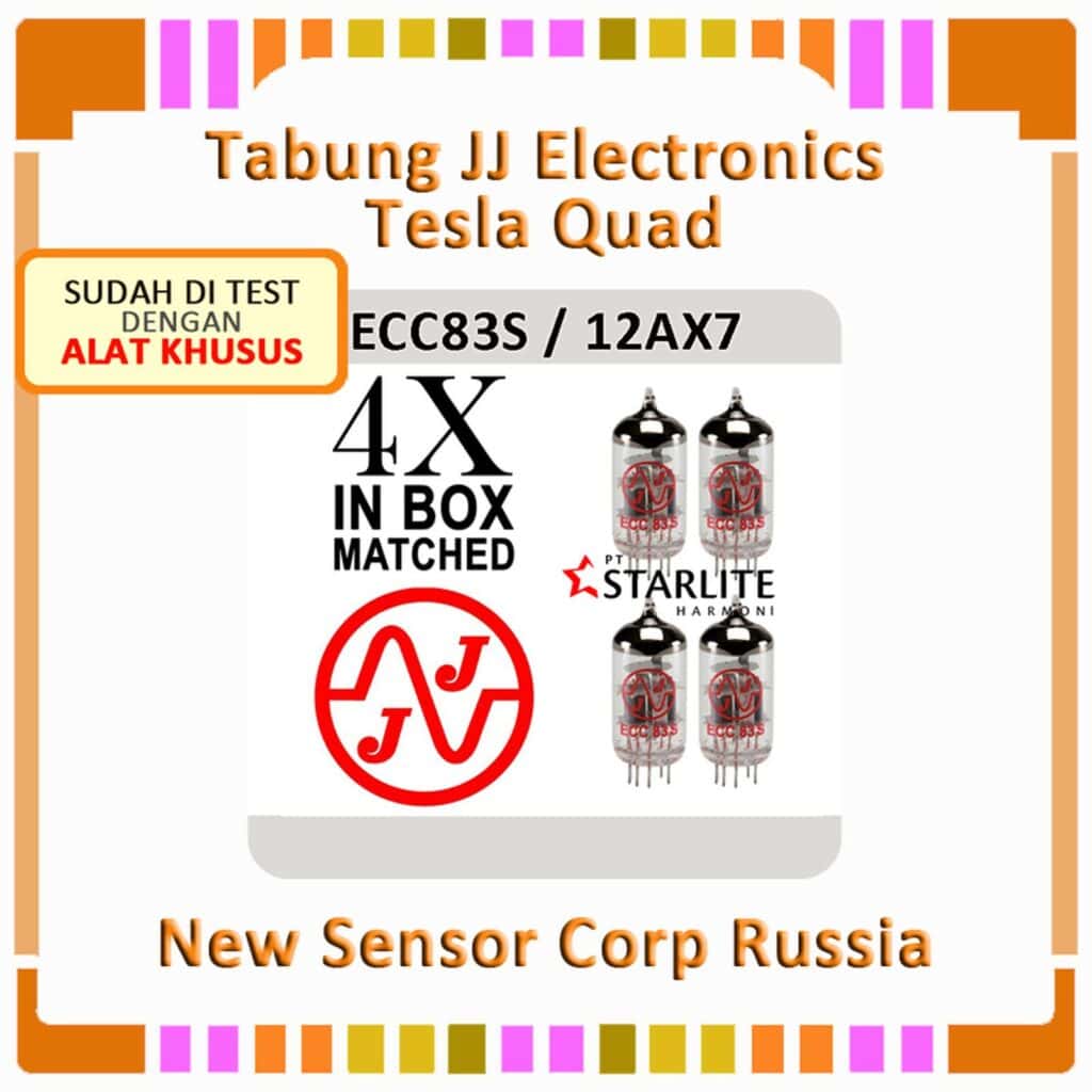 Tabung Vakum Elektronik JJ Electronics Tesla ECC83-S12AX7 Quad 4 bh