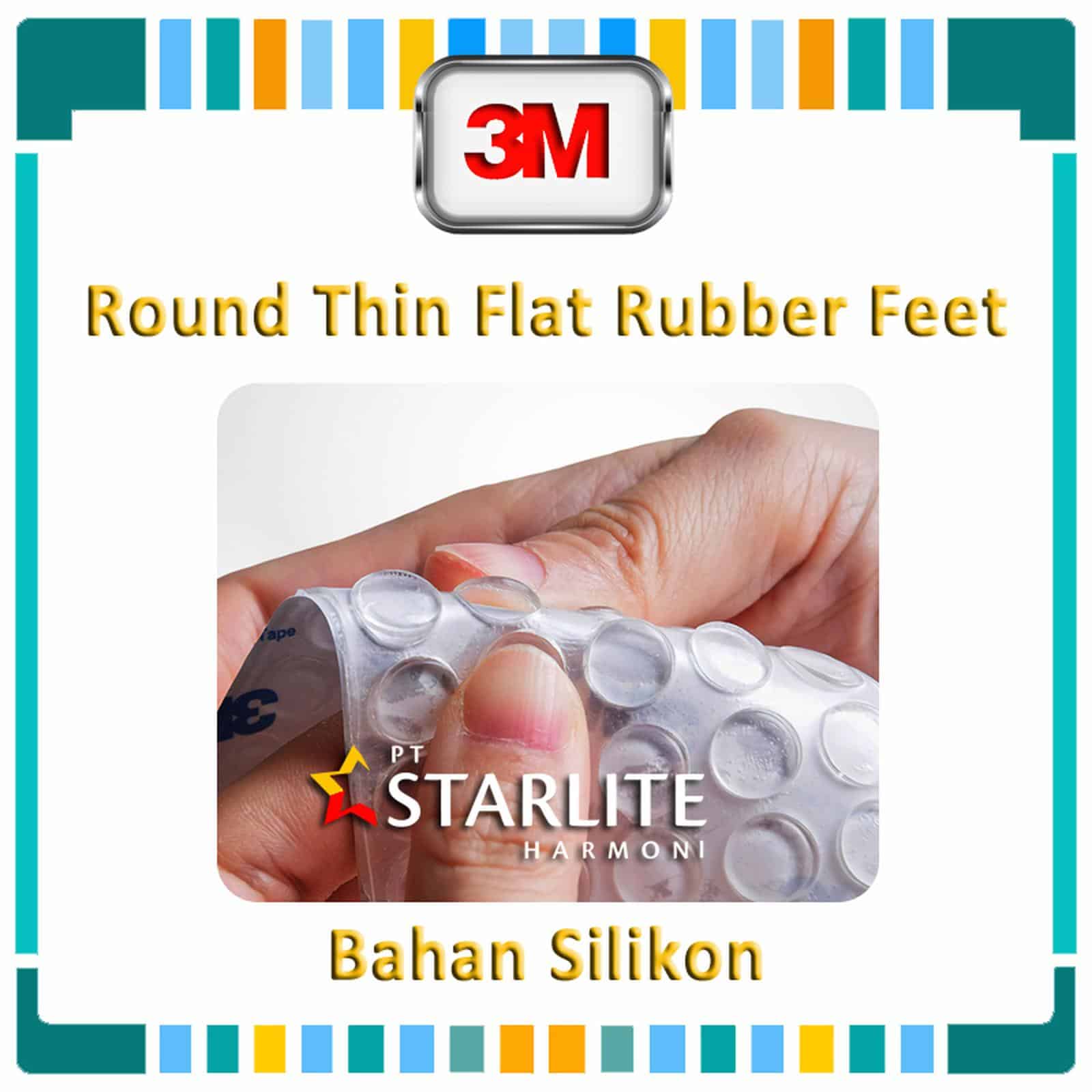 3M USA Round Thin Flat Rubber Feet / Kaki Karet - Harga per lembar