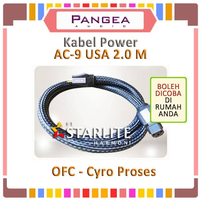 Audio Power Plug Pangea AC-9 2,0 m USA 3 Kaki