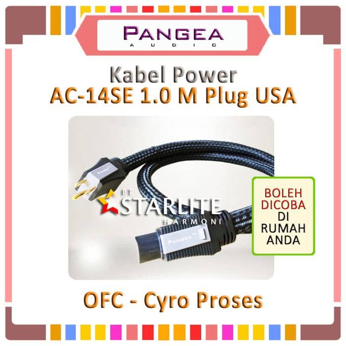 Power Cable PANGEA AC-14se Kabel Power Audio 1,0 Meter Plug USA 3 Kaki
