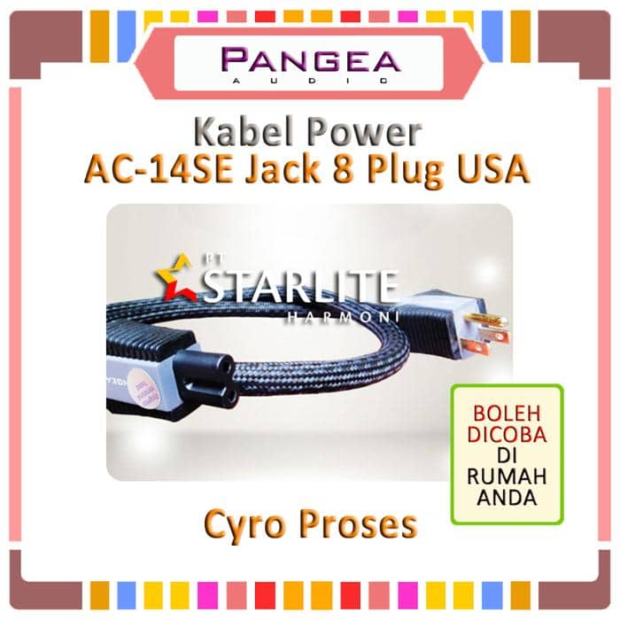 Audio Power Plug Pangea AC14SE Jack 8 Plug USA 3 Kaki 1 m