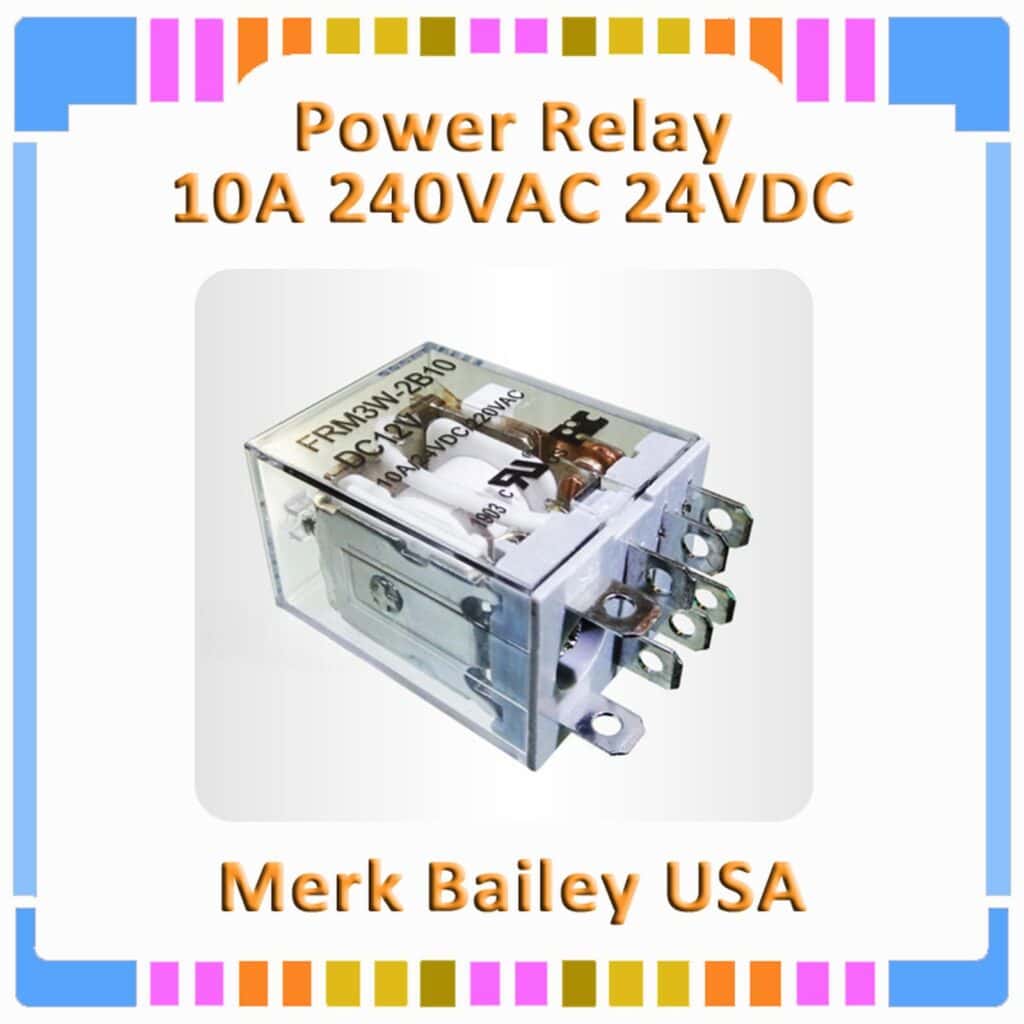 12V DPDT Power Relay, 10A 240VAC/ 24VDC Bailey FRM3W buatan USA