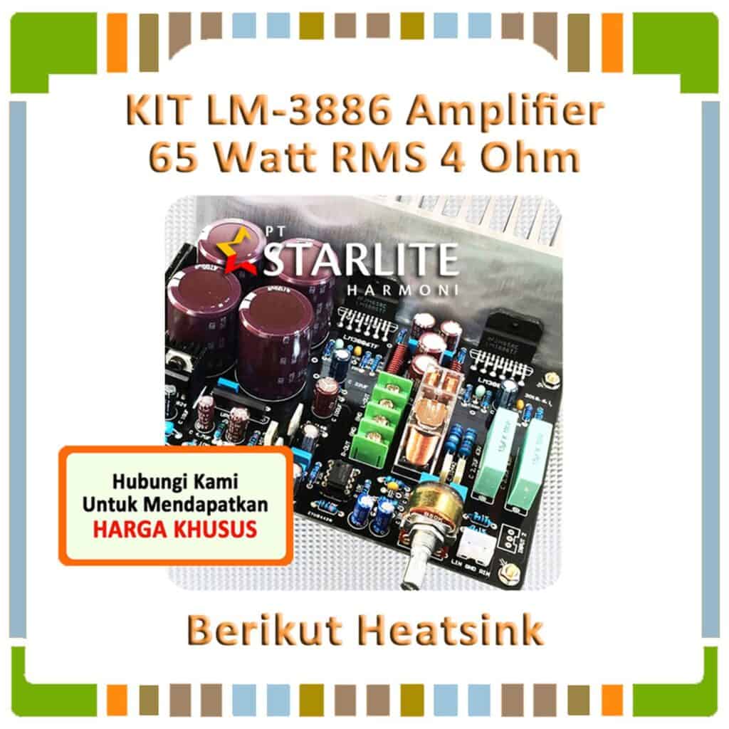 KIT LM3886 Amplifier 65 watt (RMS), 4 ohm berikut Heat-sink